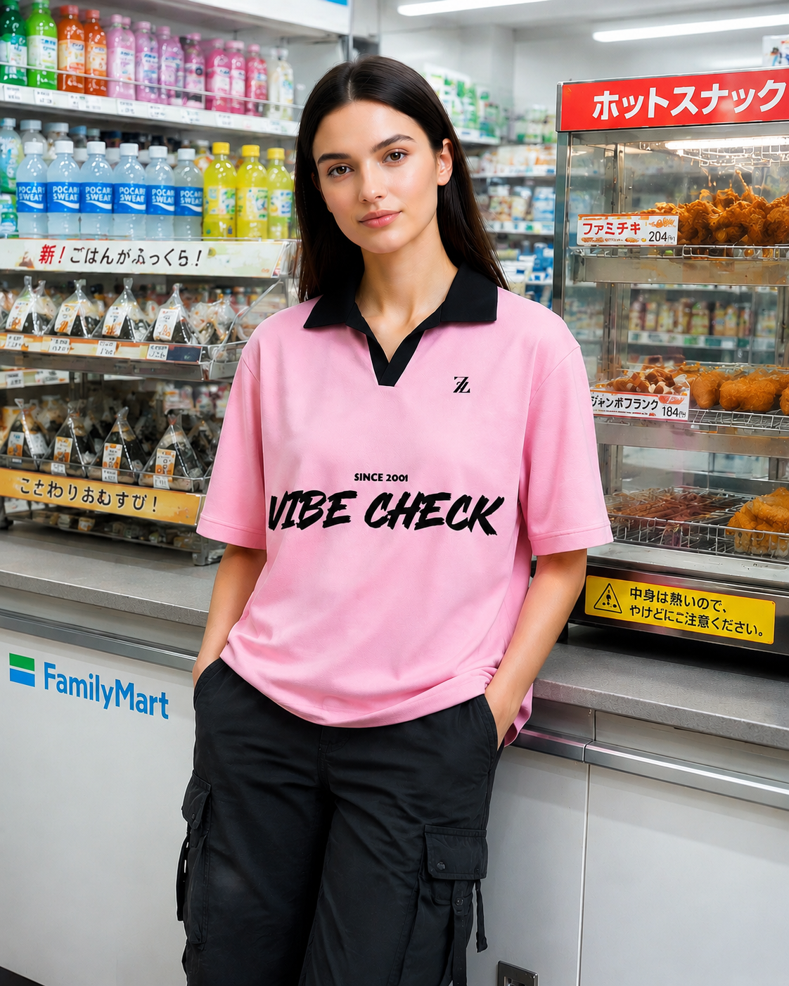 Premium Vibe Check Women Oversized Pink Polo