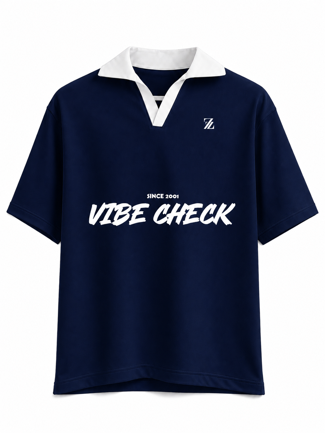 VIBE CHECK Navy Blue Polo