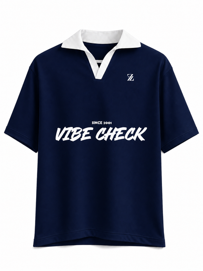 VIBE CHECK Navy Blue Polo