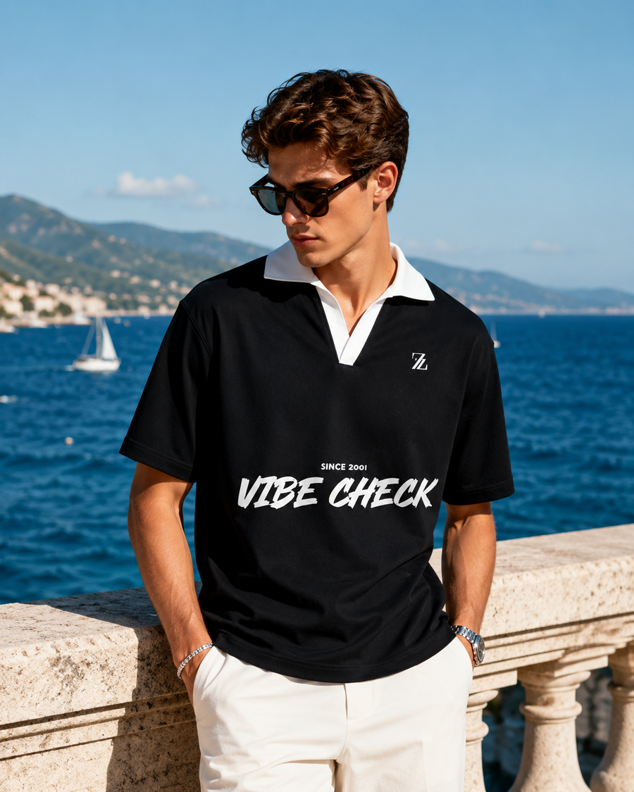 VIBE CHECK Black Polo