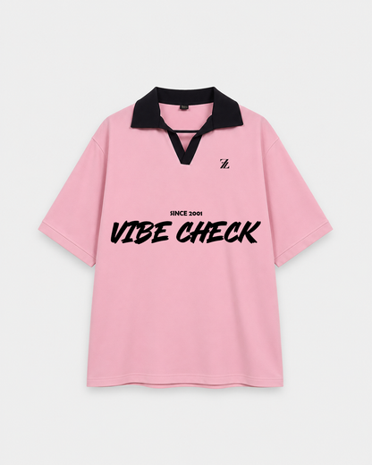 Premium Vibe Check Women Oversized Pink Polo