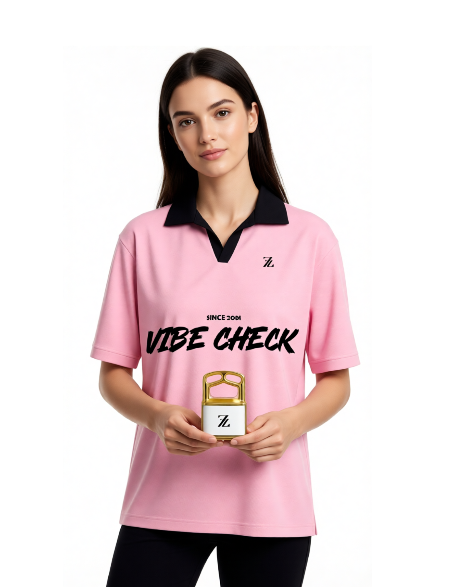 Premium Vibe Check Women Oversized Pink Polo